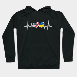 Support Ukraine I Stand With Ukraine Ukrainian USA Heartbeat Hoodie